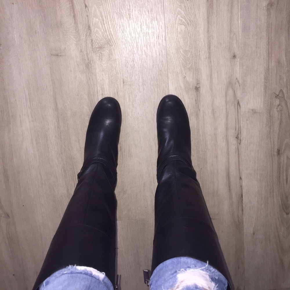 Black leather boots